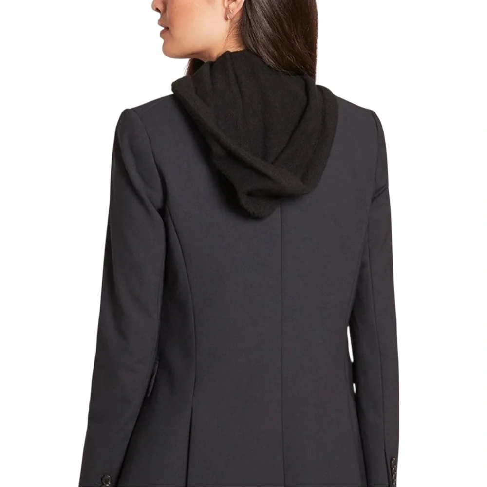 VERONICA BEARD Cashmere Hoodie Dickey Jacket Insert with Cuff Warmers Black Wool - Picture 4 of 5